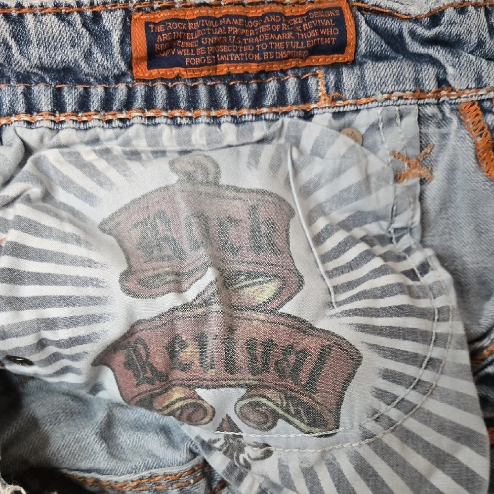 Rock Revival Boot Cut Ripped Jeans in Light Blue - Picture 8 of 16